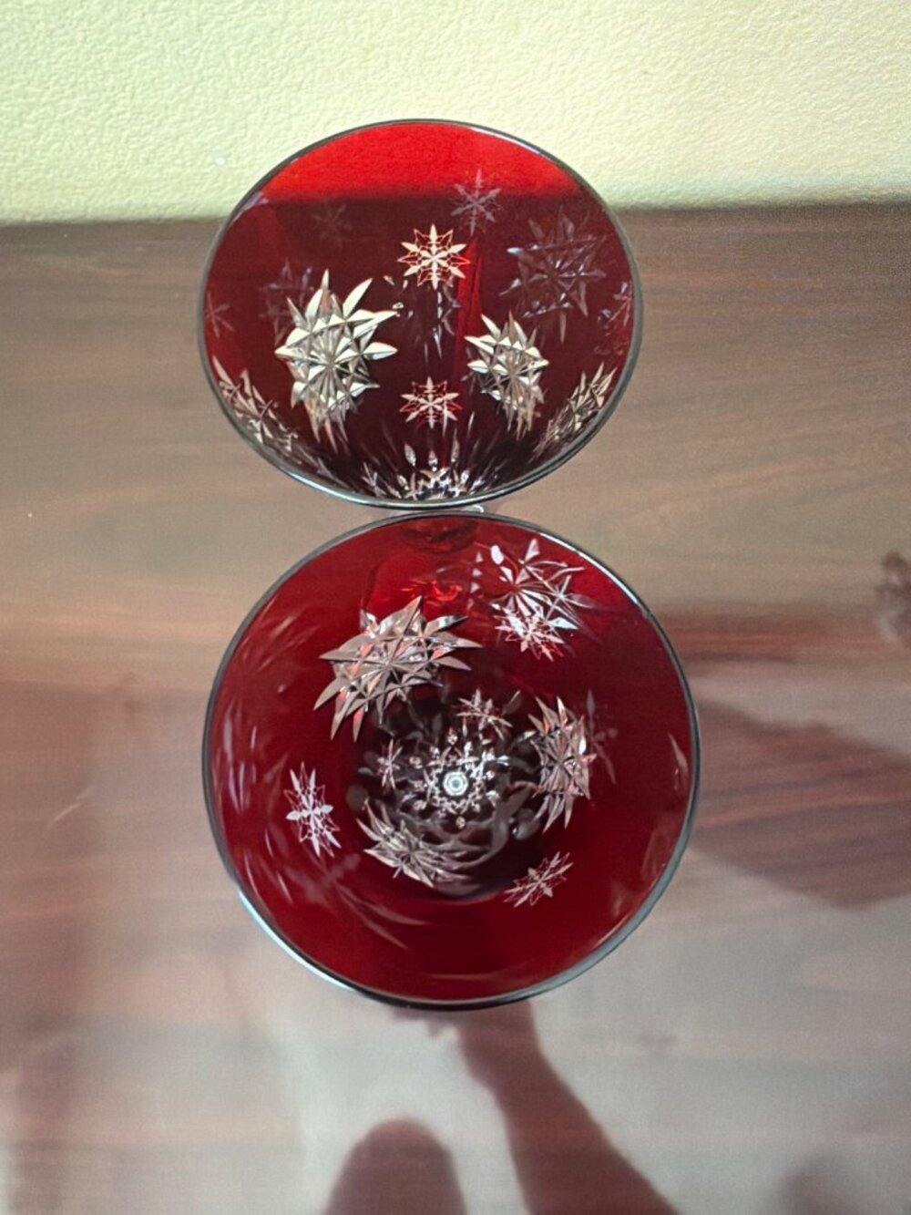 Waterford Snowflake Wishes Joy 2011 Ruby Champagne Flutes Pair Signed O'Keeffe - Picture 9 of 13